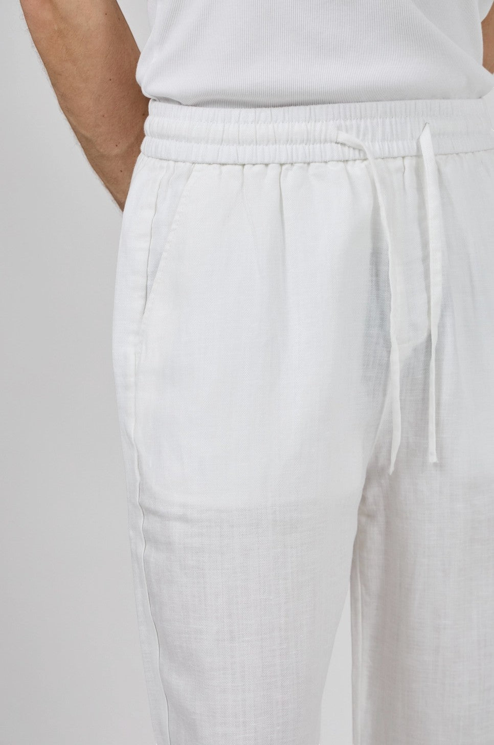 Pantalon homme en lin à taille élastique avec cordon de serrage