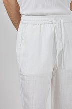 Pantalon homme en lin à taille élastique avec cordon de serrage