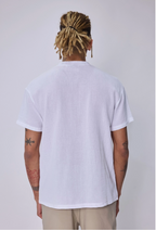 T-shirt coton col à boutons blanc Frilivin
