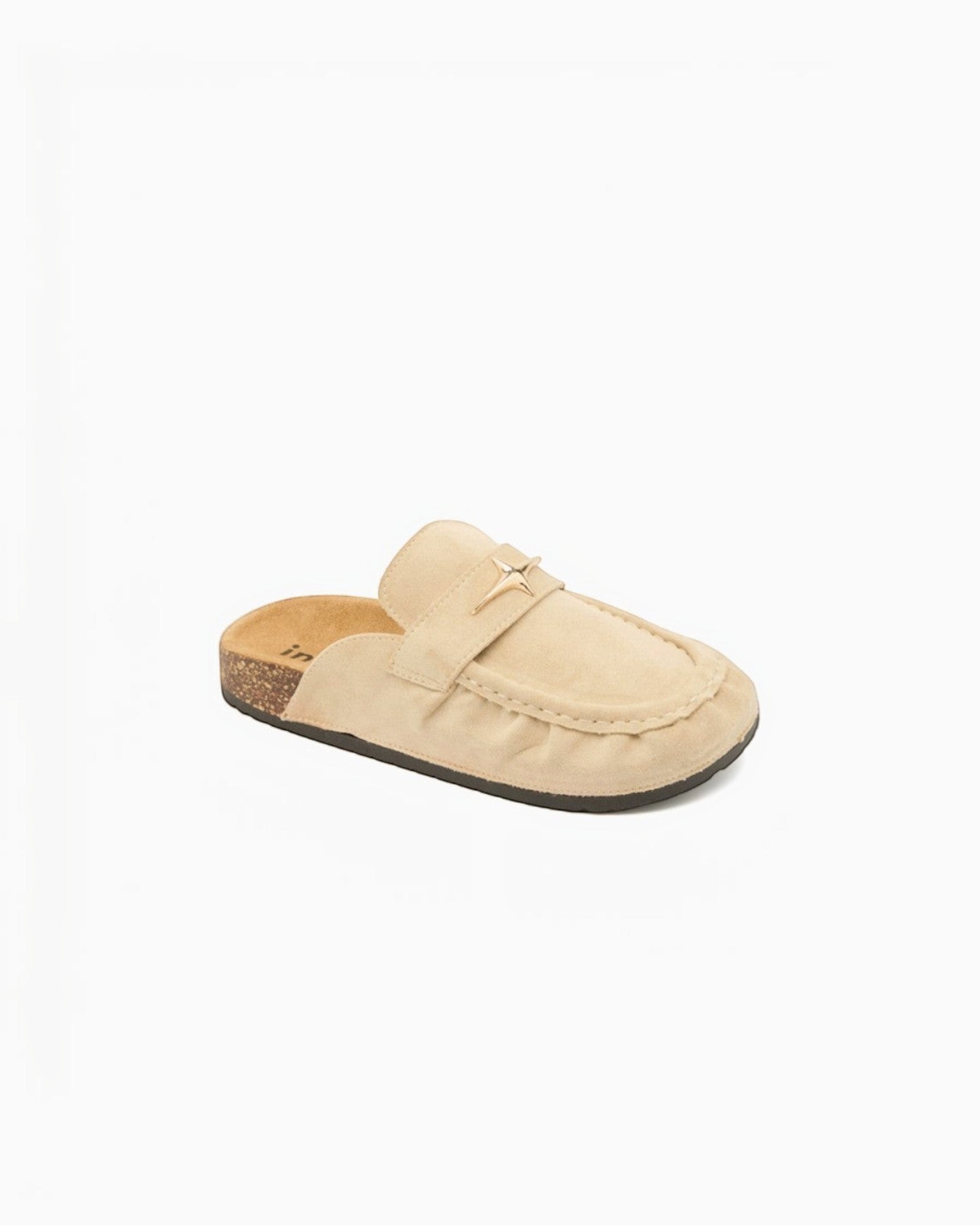 Mules en daim bijoux étoile semelle liège INIA