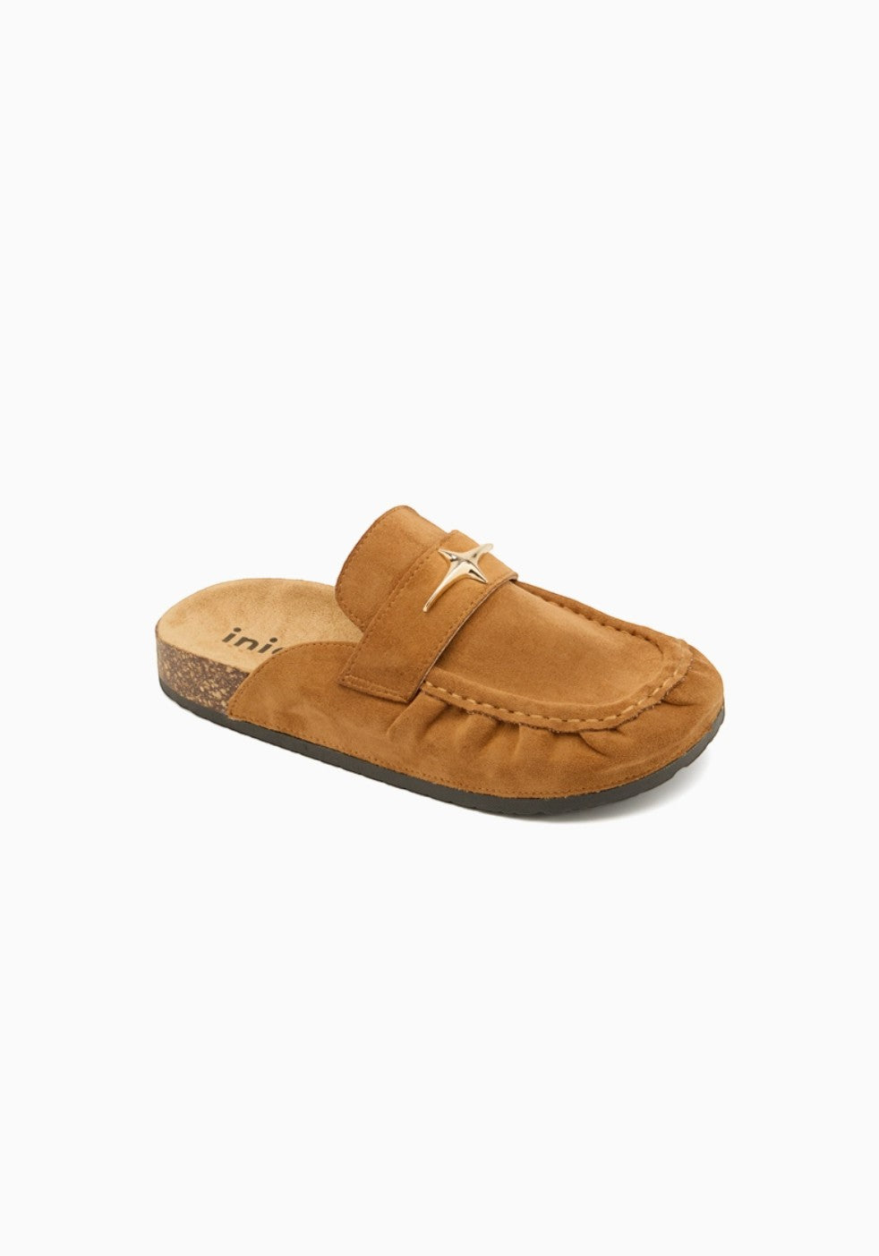 Mules en daim bijoux étoile semelle liège INIA