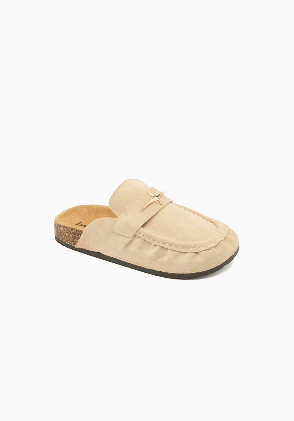 Mules en daim bijoux étoile semelle liège INIA