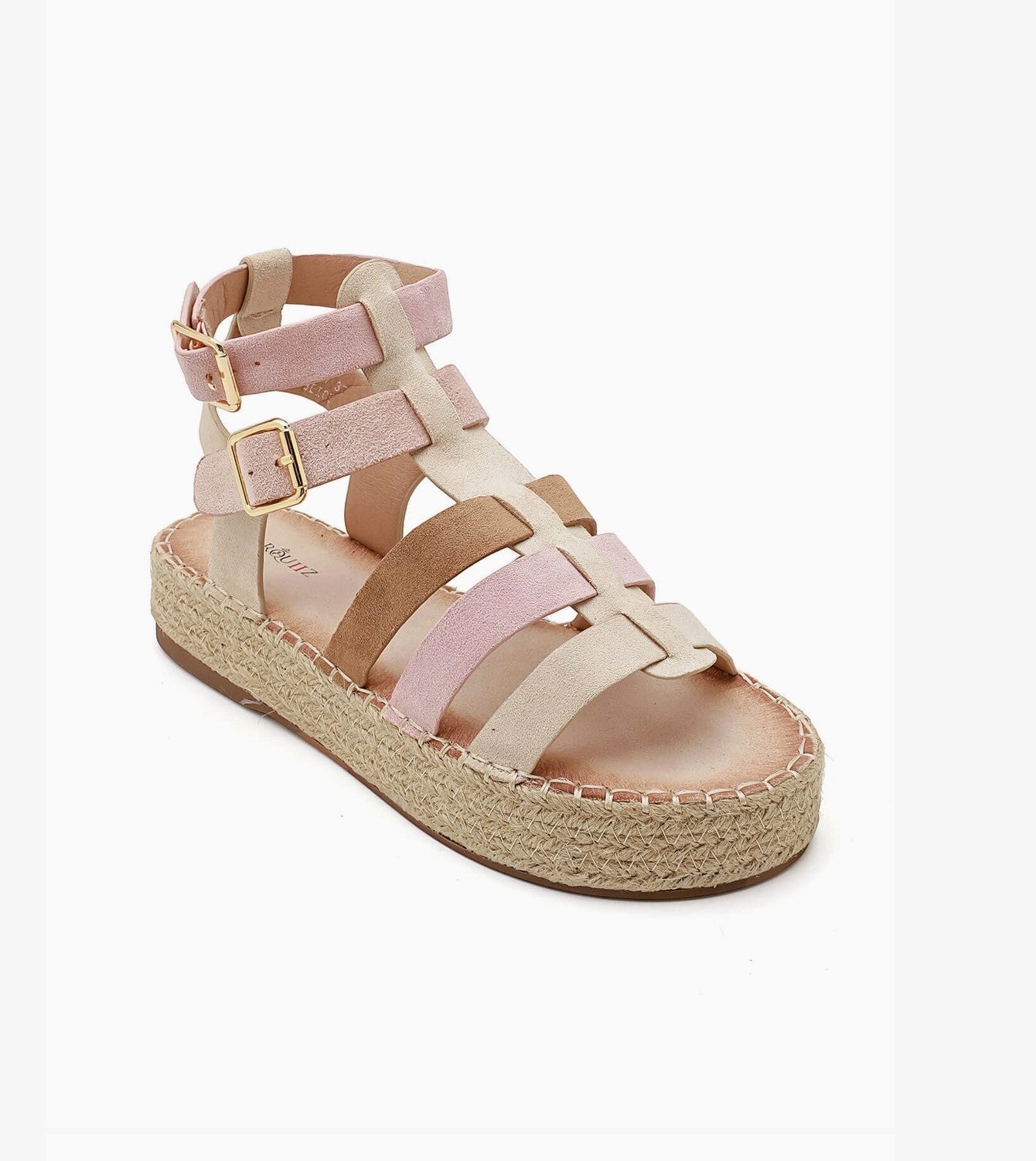 Sandales gladiator brides multicolores semelle corde IDEALSHOES