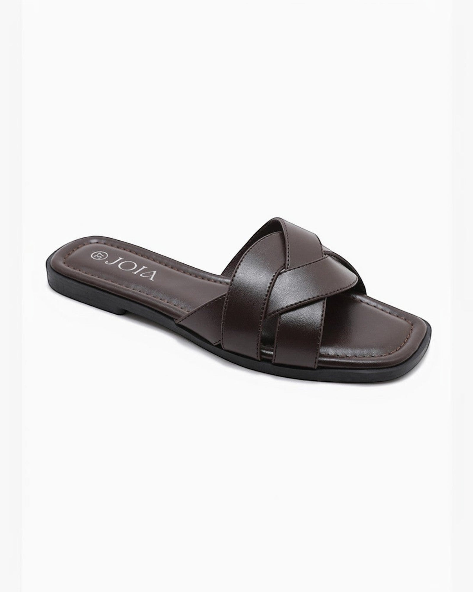 Sandales plates en cuir tressé pour femme