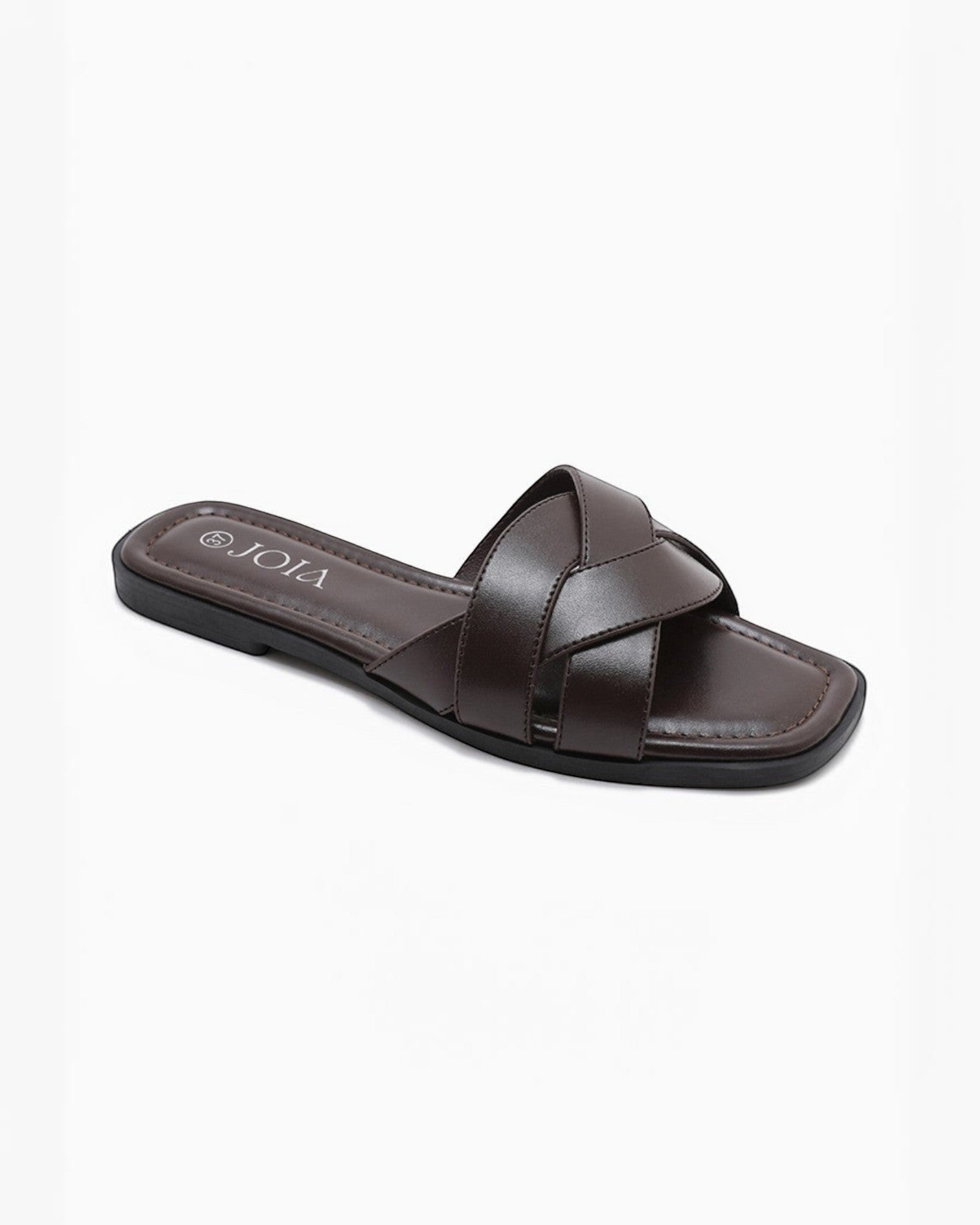 Sandales plates en cuir tressé pour femme