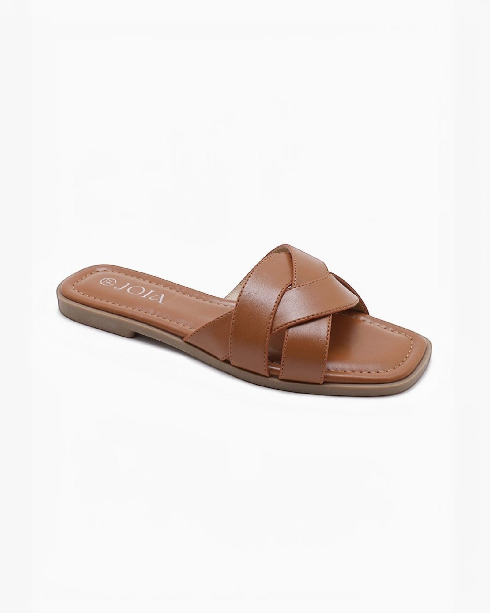 Sandales plates en cuir tressé pour femme