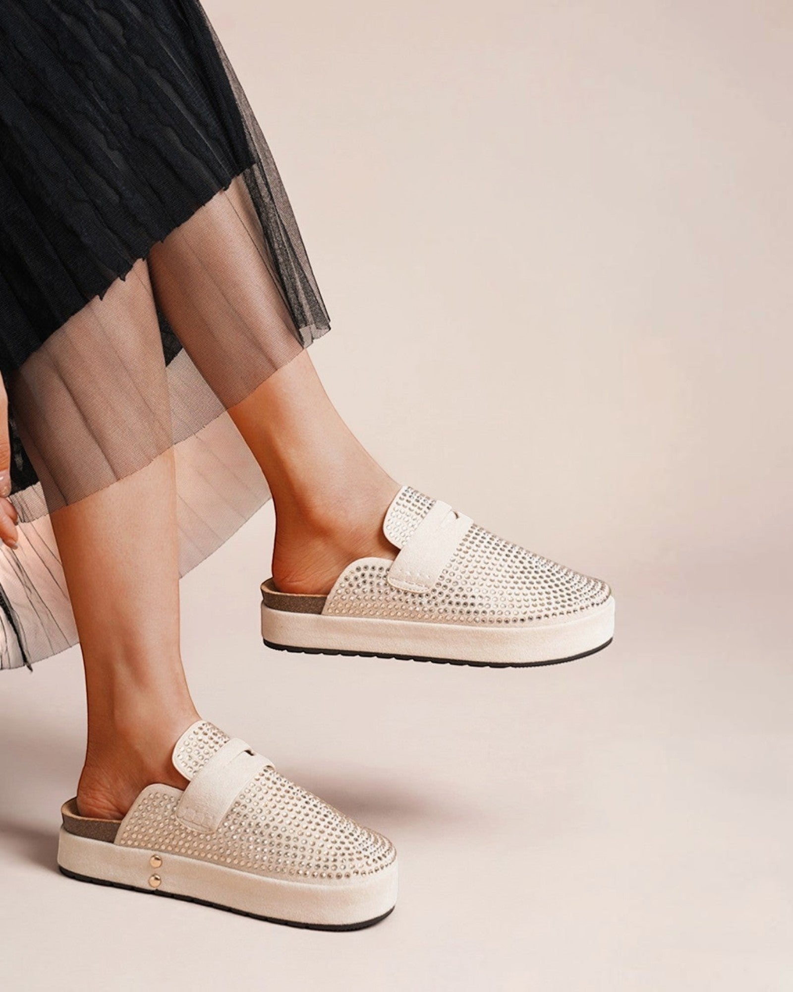 Mules à Plateforme Ornées de Strass LADY GLORY