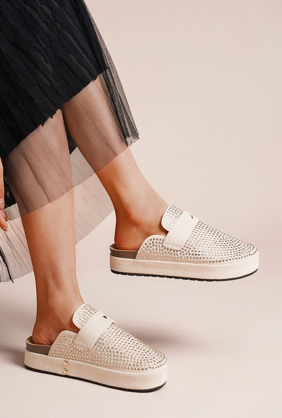 Mules à Plateforme Ornées de Strass LADY GLORY