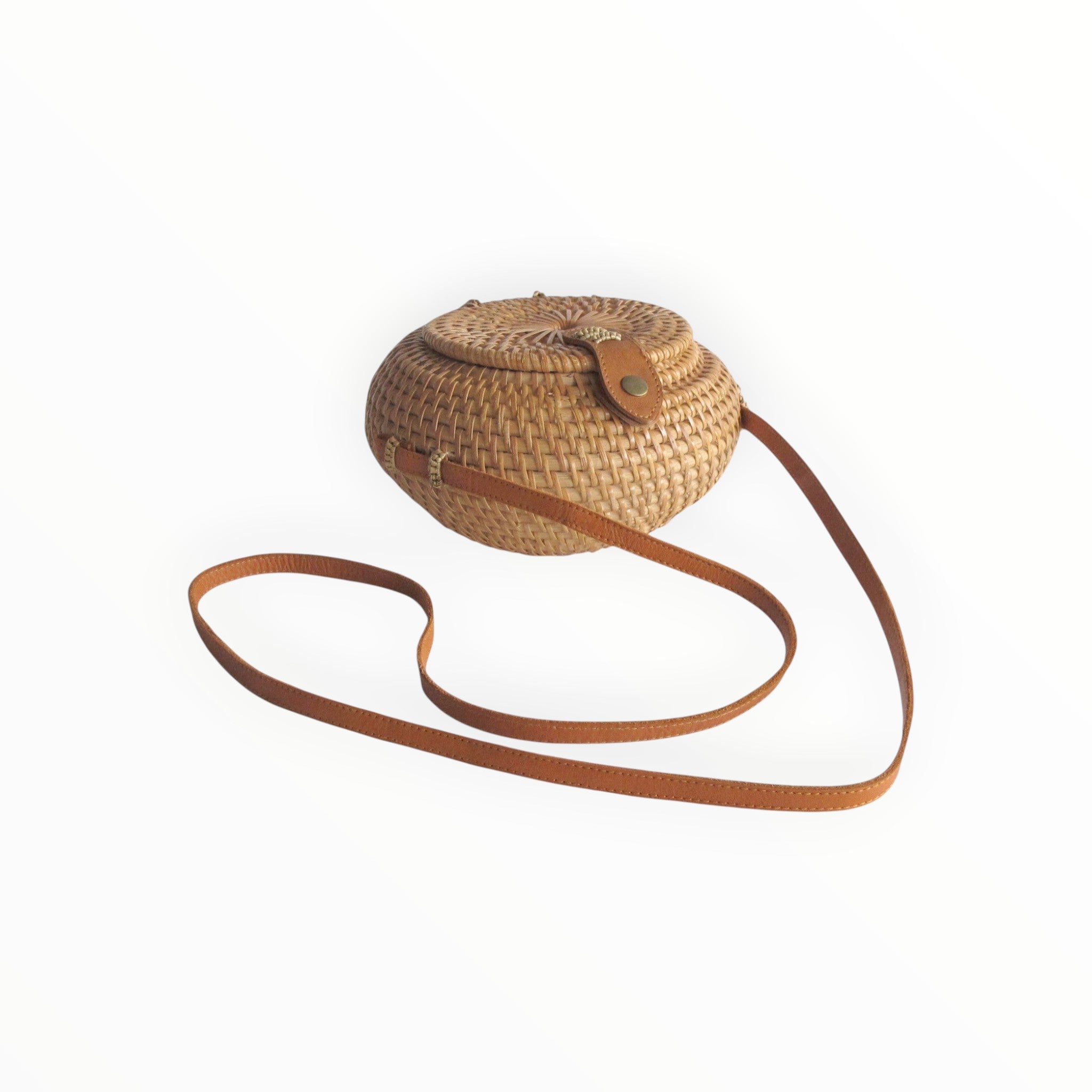 Sac Bali Rond Plat en Rotin Naturel Schu'zz