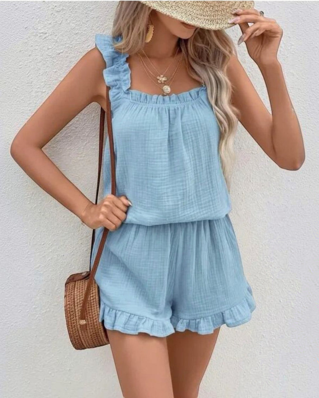 Ensemble Gaze de Coton à Volants Top et Short ISSYMA - ISSYMA