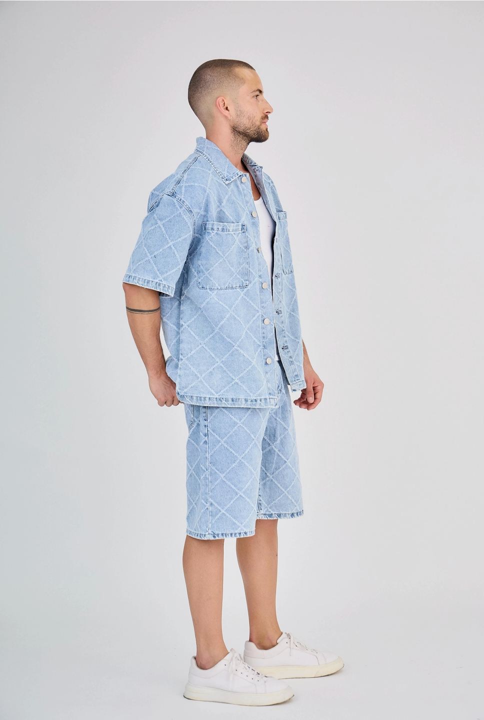 Ensemble Jeans Bleu Carreaux