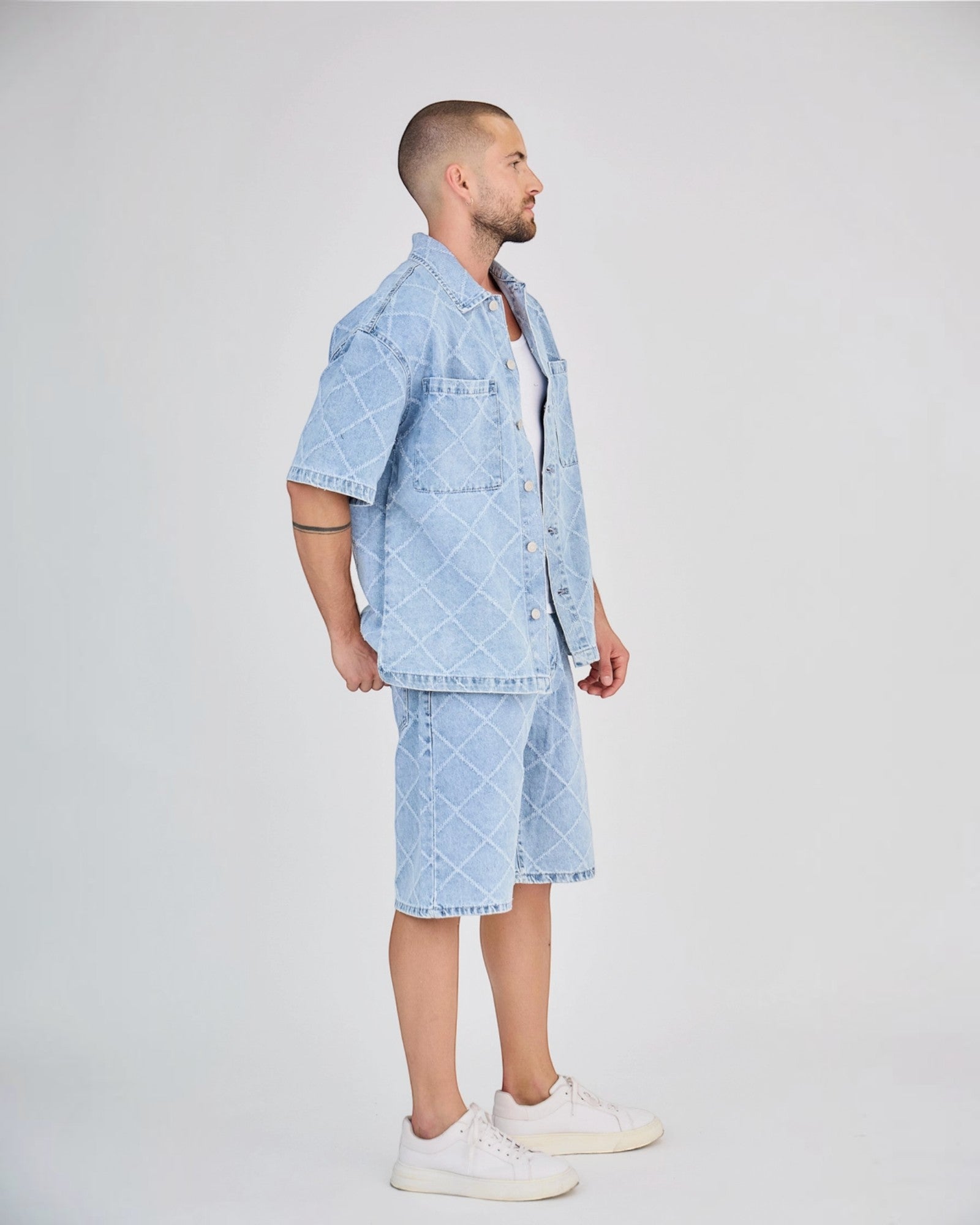 Ensemble Jeans Bleu Carreaux