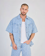 Ensemble Jeans Bleu Carreaux - Ensembles - TOP MONDAY