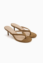 Tongs talon aiguille bout rond daim BELLE WOMEN