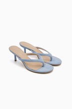Tongs talon aiguille bout rond daim BELLE WOMEN