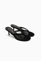 Tongs talon aiguille bout rond daim BELLE WOMEN