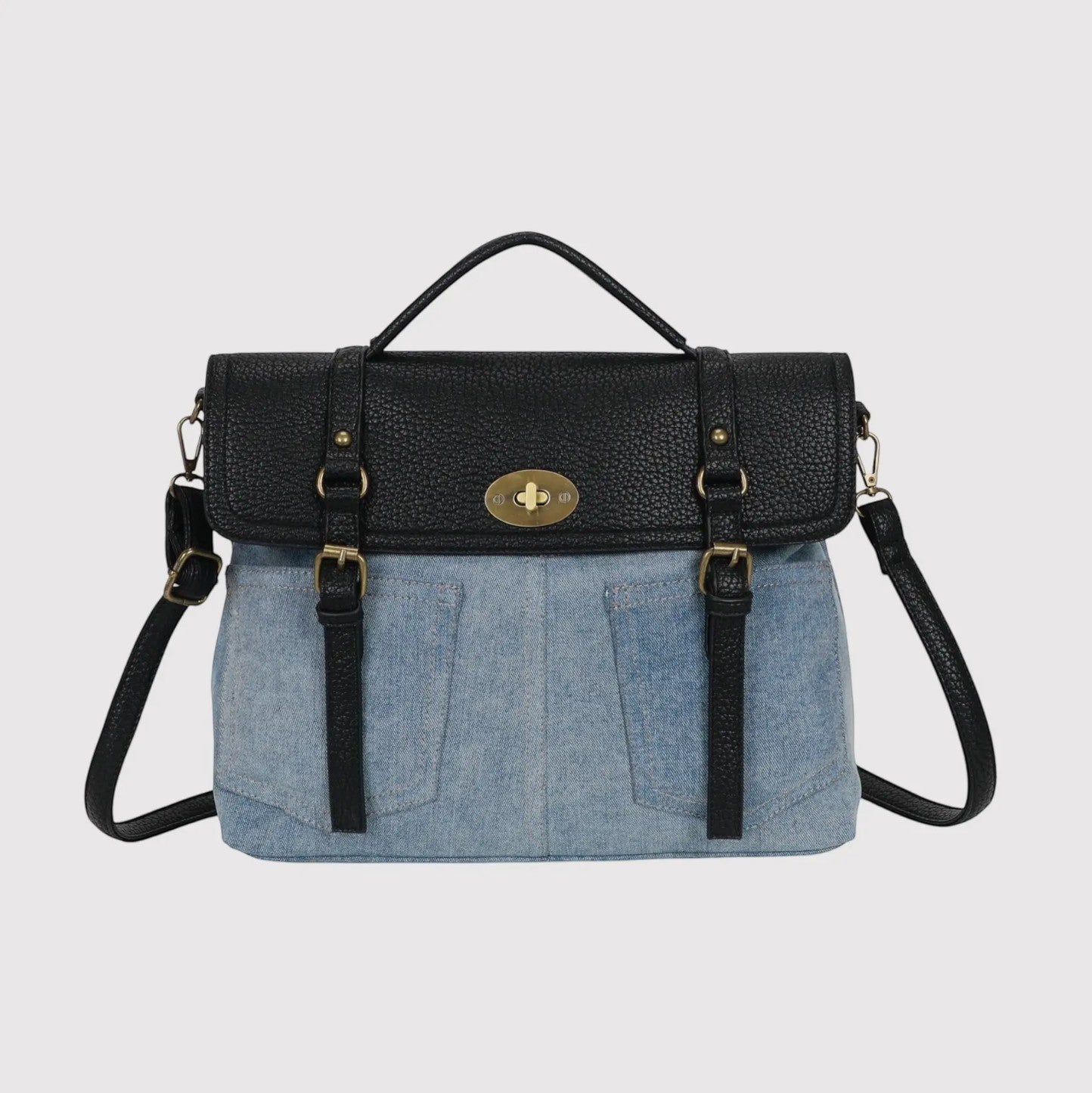 Sac bandoulière amovible bi-matière jean BESTINI