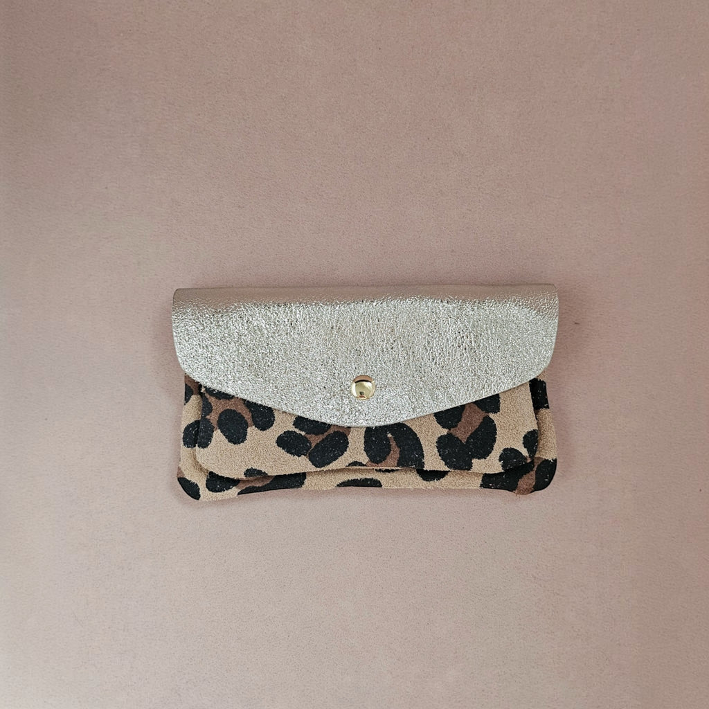 Pochette cuir vachette double poches léopard — ROYAL MARAIS - Sacs - Royal Marais