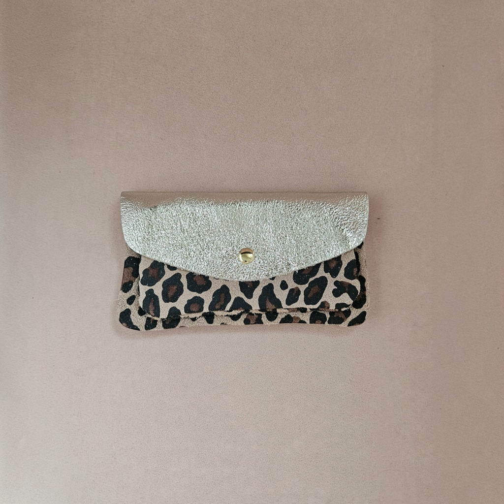 Pochette cuir vachette double poches léopard — ROYAL MARAIS - Sacs - Royal Marais