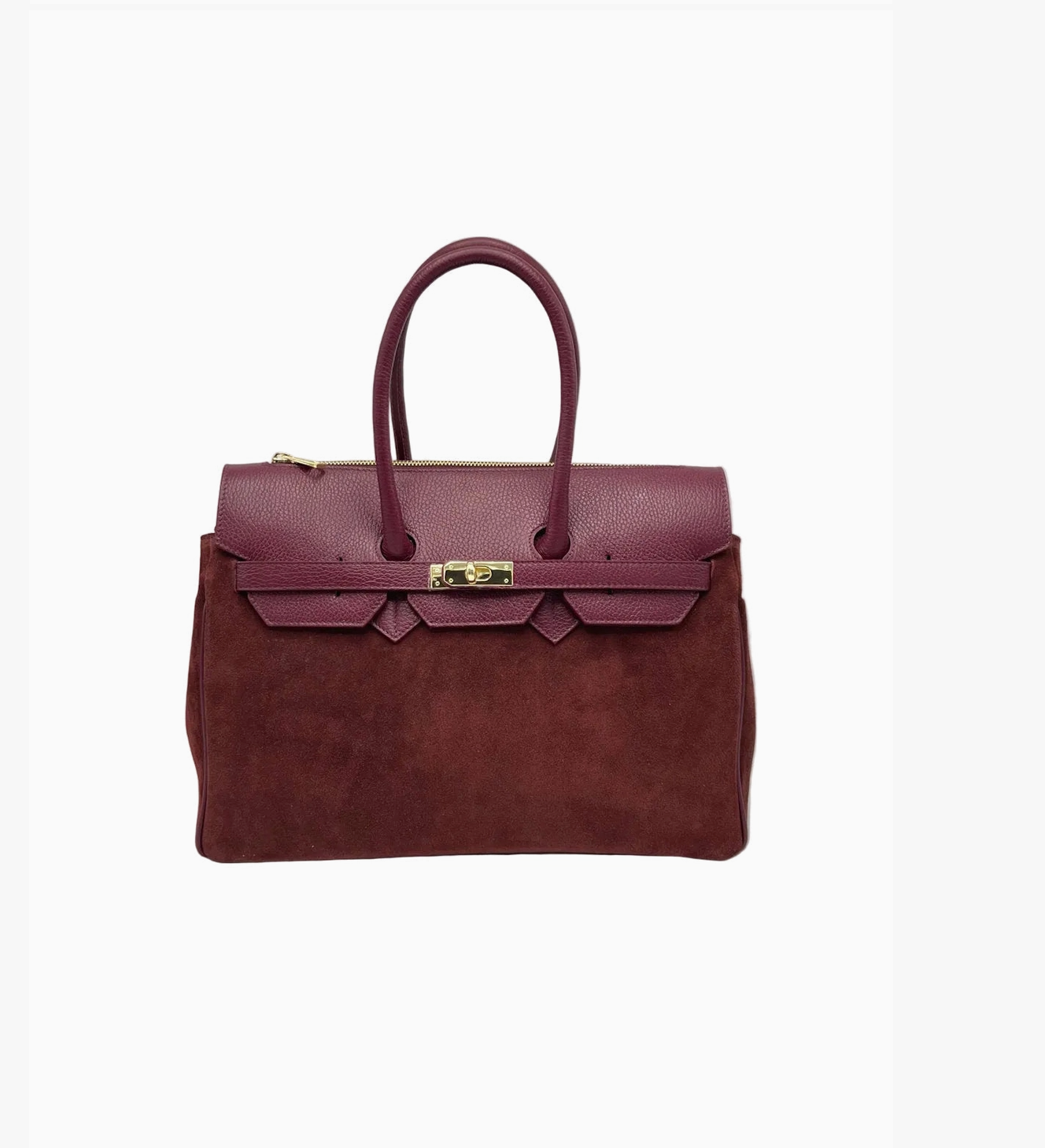 Sac à main daim et cuir véritable grand modèle SUIE VALENTINI