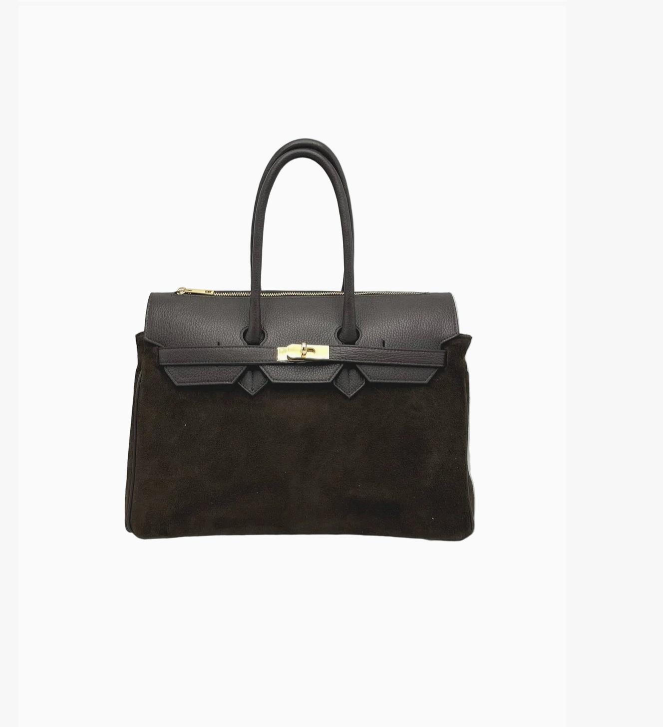 Sac à main daim et cuir véritable grand modèle SUIE VALENTINI