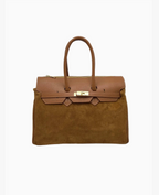 Sac à main daim et cuir véritable grand modèle SUIE VALENTINI