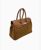 Sac à main daim et cuir véritable grand modèle SUIE VALENTINI