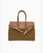 Sac à main daim et cuir véritable grand modèle SUIE VALENTINI