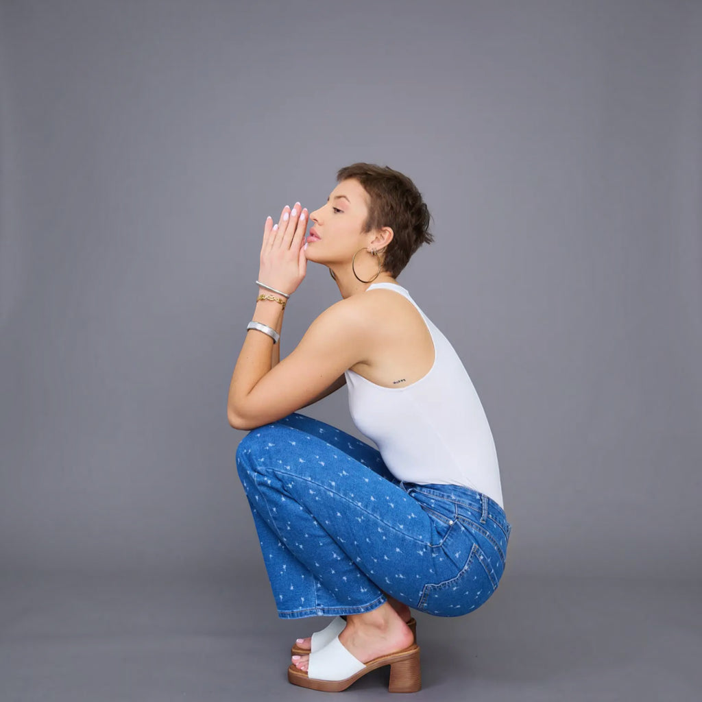 Jean Wide-Leg imprimé palmier ANDY & LUCY