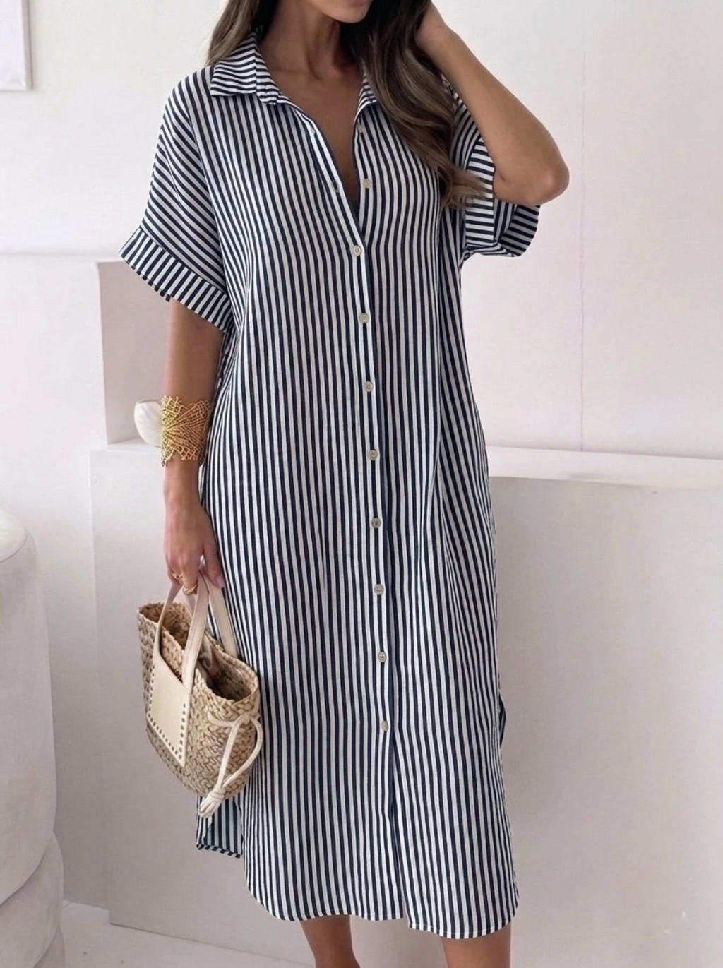 Robe longue rayée en gaze de coton ESTEE BROWN - Robes - ESTEE BROWN
