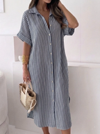 Robe longue rayée en gaze de coton ESTEE BROWN - Robes - ESTEE BROWN
