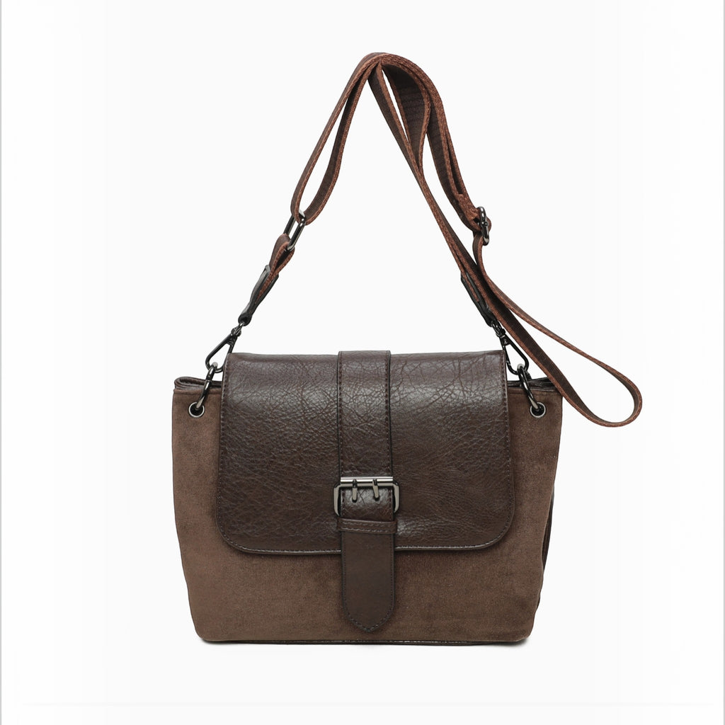 Sac bandoulière bimatières à motif GALLANTRY