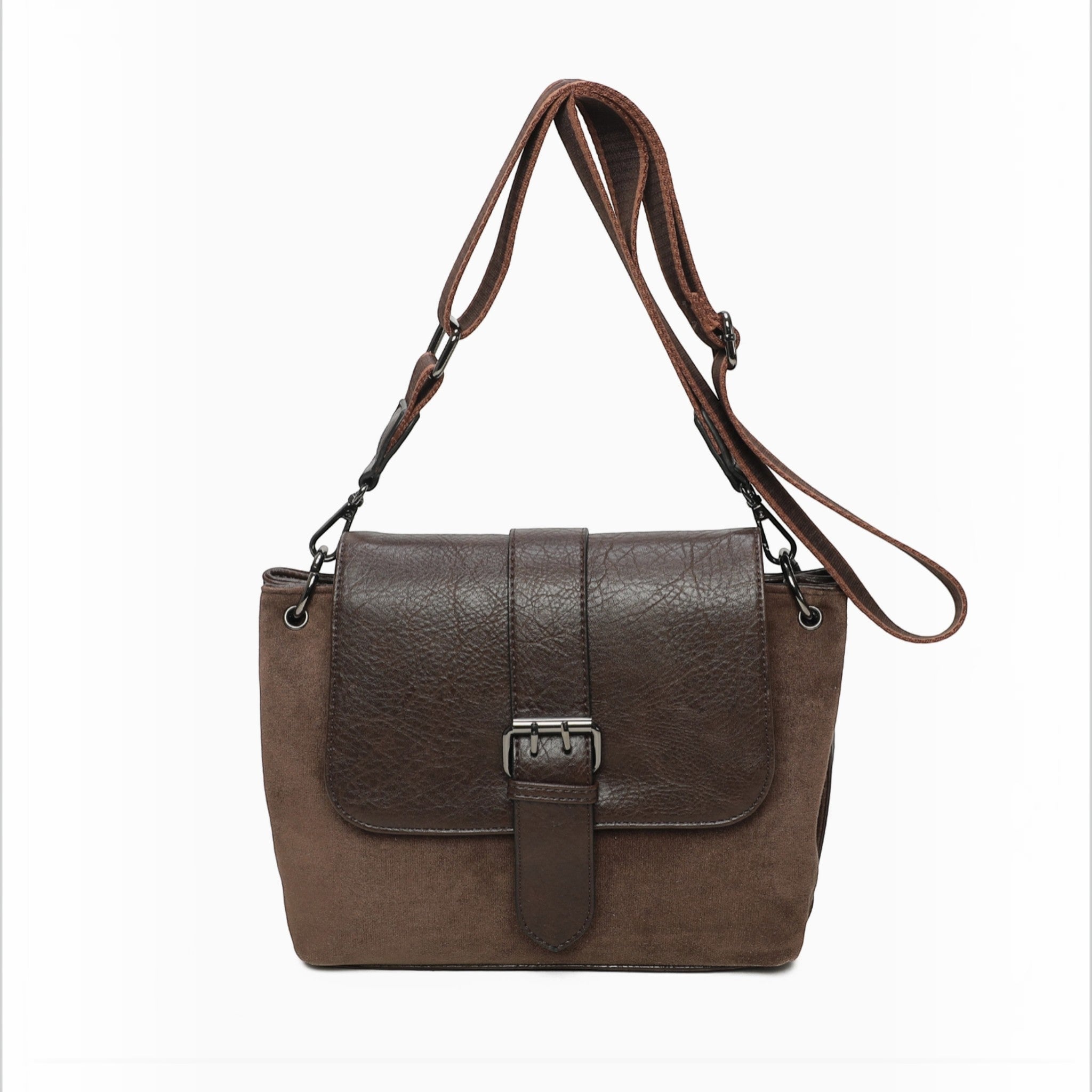 Sac bandoulière bimatières à motif GALLANTRY