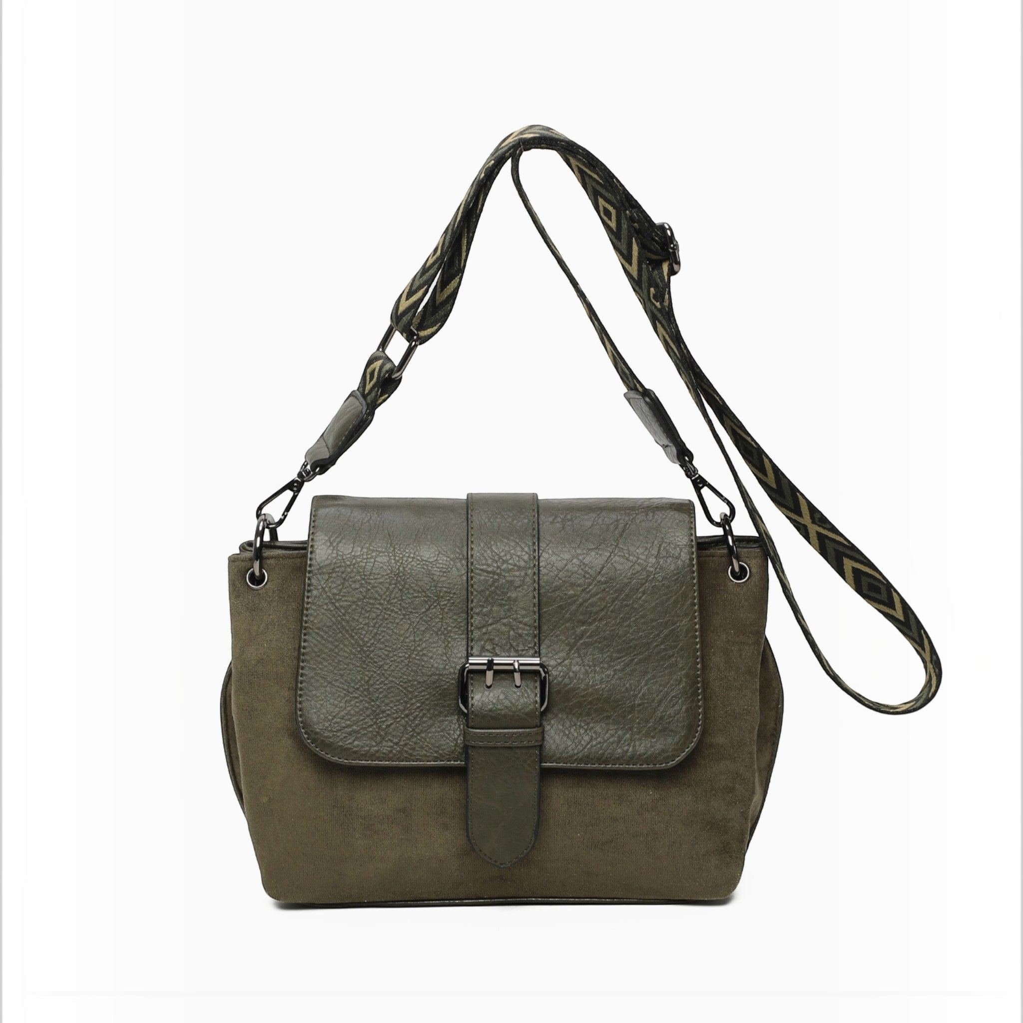 Sac bandoulière bimatières à motif GALLANTRY