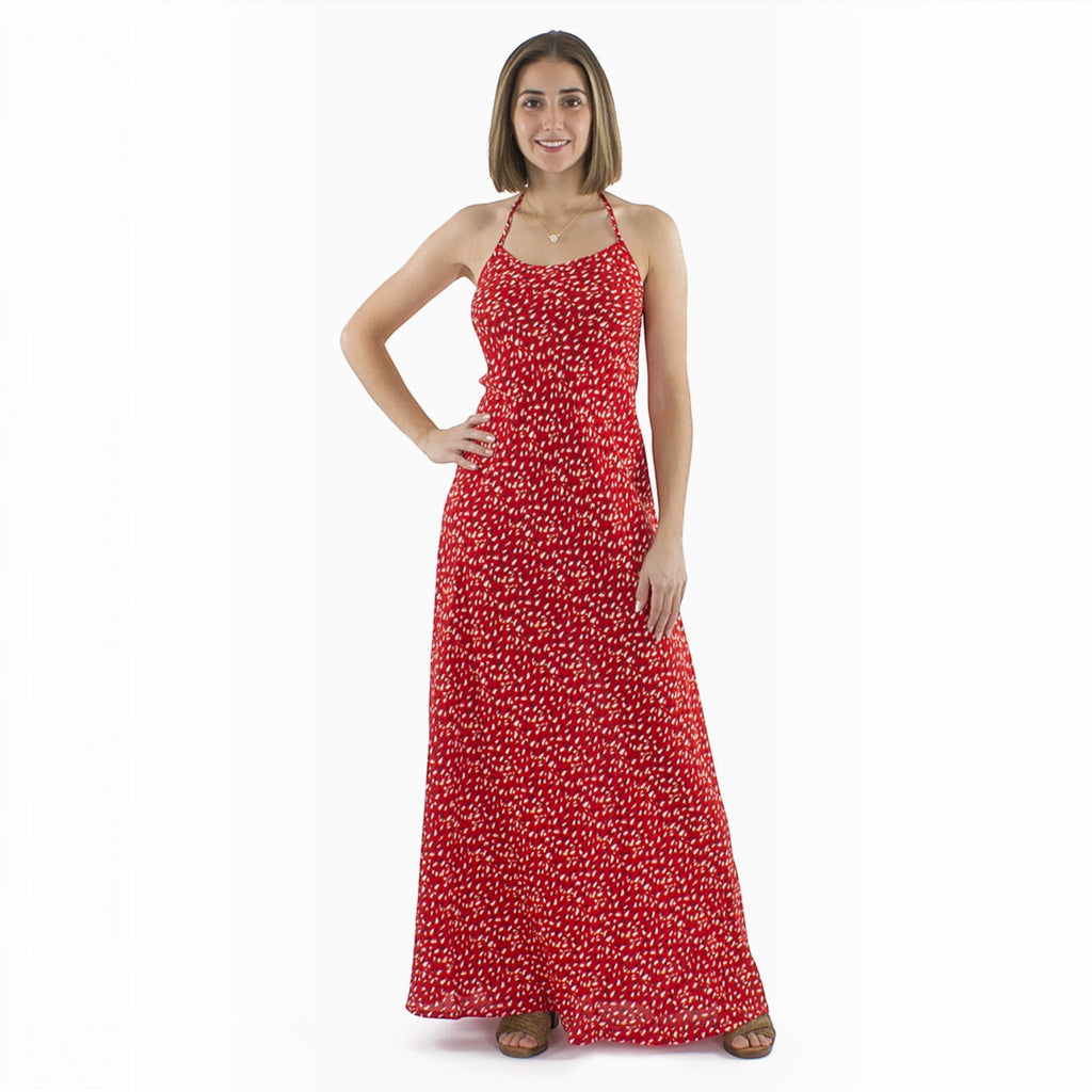 Robe longue dos-nu à pompons COLINE