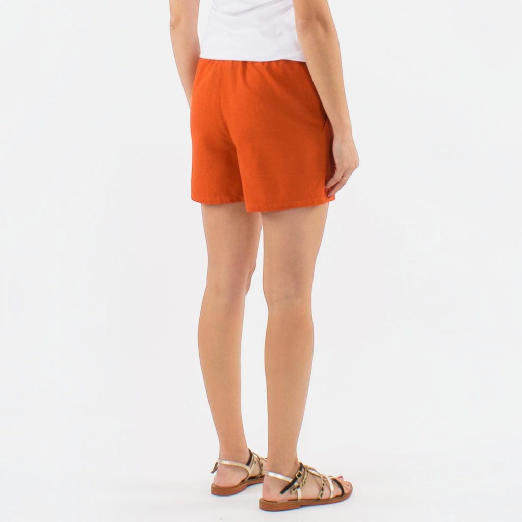 Short uni coton et lin ceinture élastique COLINE - Shorts - COLINE