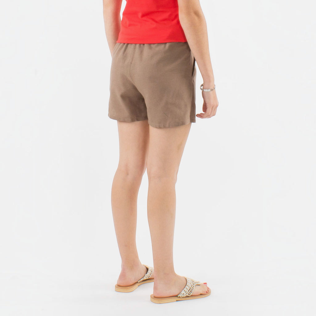 Short uni coton et lin ceinture élastique COLINE - Shorts - COLINE