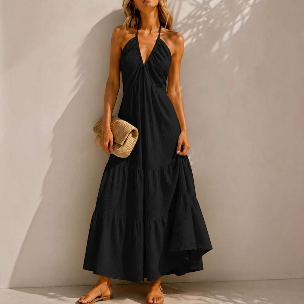 Robe gaze de coton Longue Bohème Dos Nu