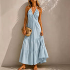 Robe gaze de coton Longue Bohème Dos Nu