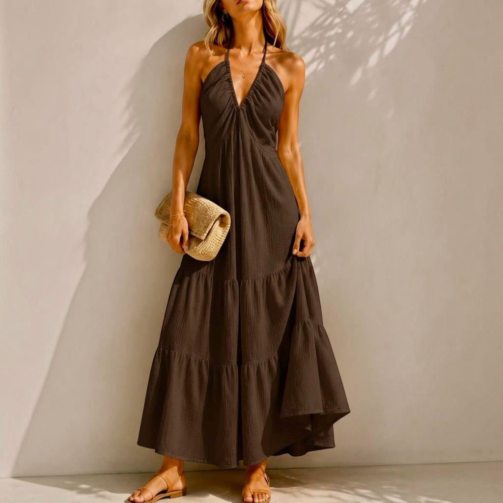 Robe gaze de coton Longue Bohème Dos Nu