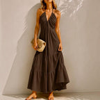 Robe gaze de coton Longue Bohème Dos Nu