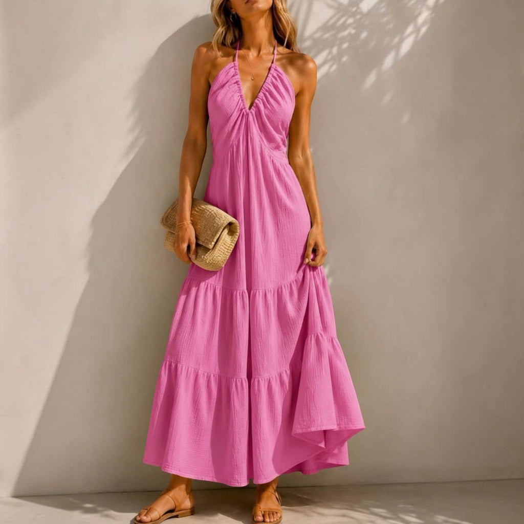 Robe gaze de coton Longue Bohème Dos Nu