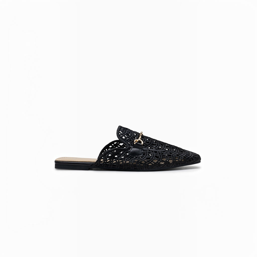 Mules Mocassins Dentelle et Mors Doré LADY GLORY