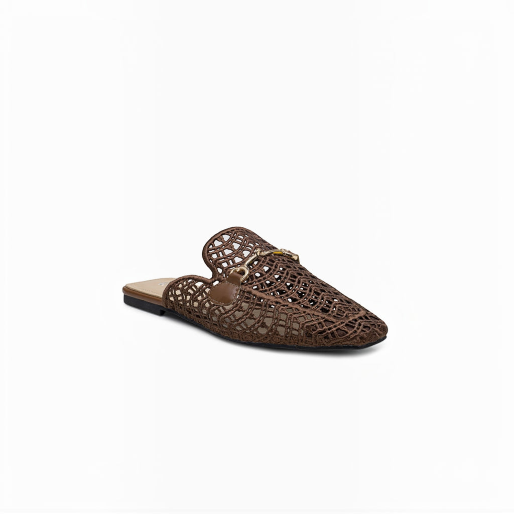 Mules Mocassins Dentelle et Mors Doré LADY GLORY