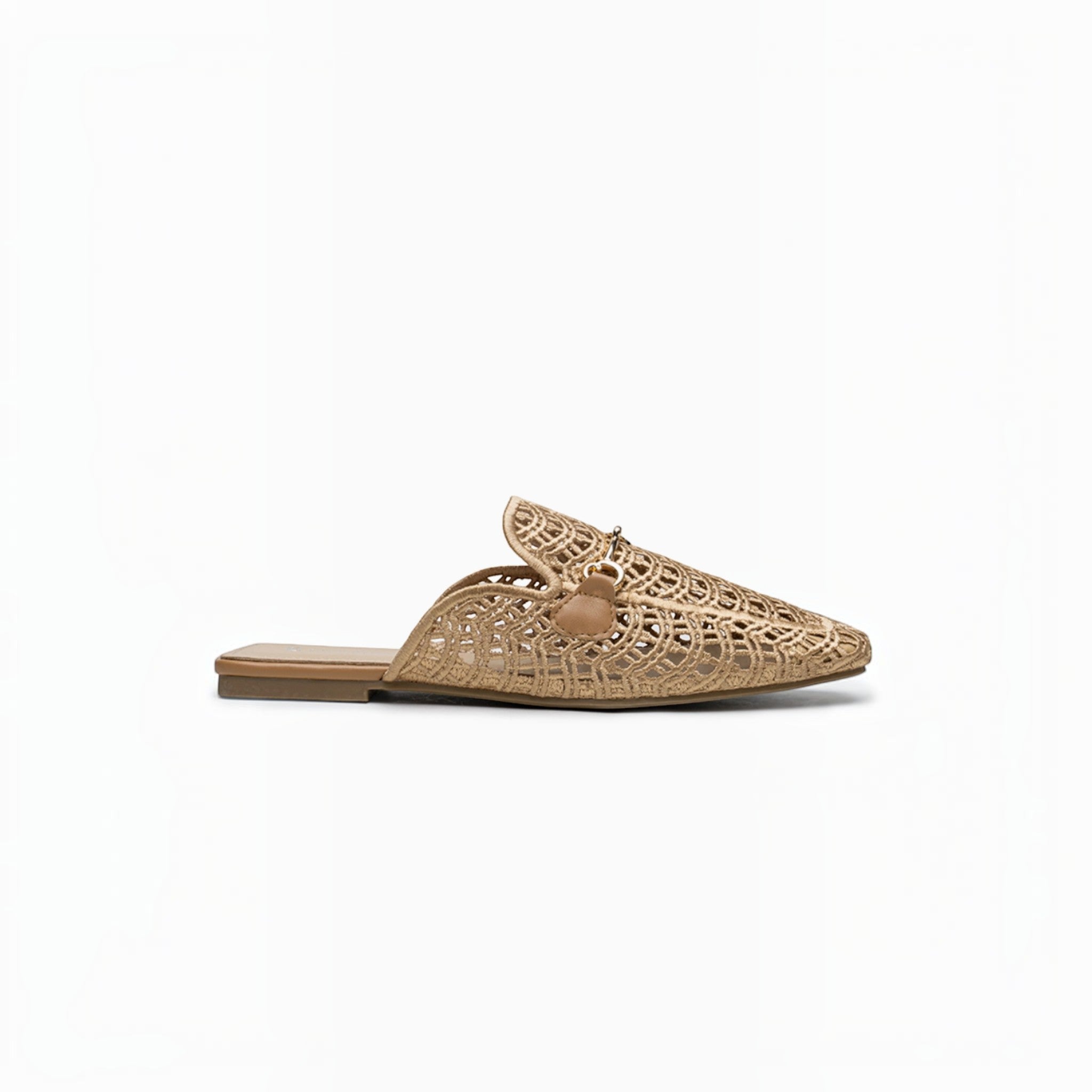 Mules Mocassins Dentelle et Mors Doré LADY GLORY