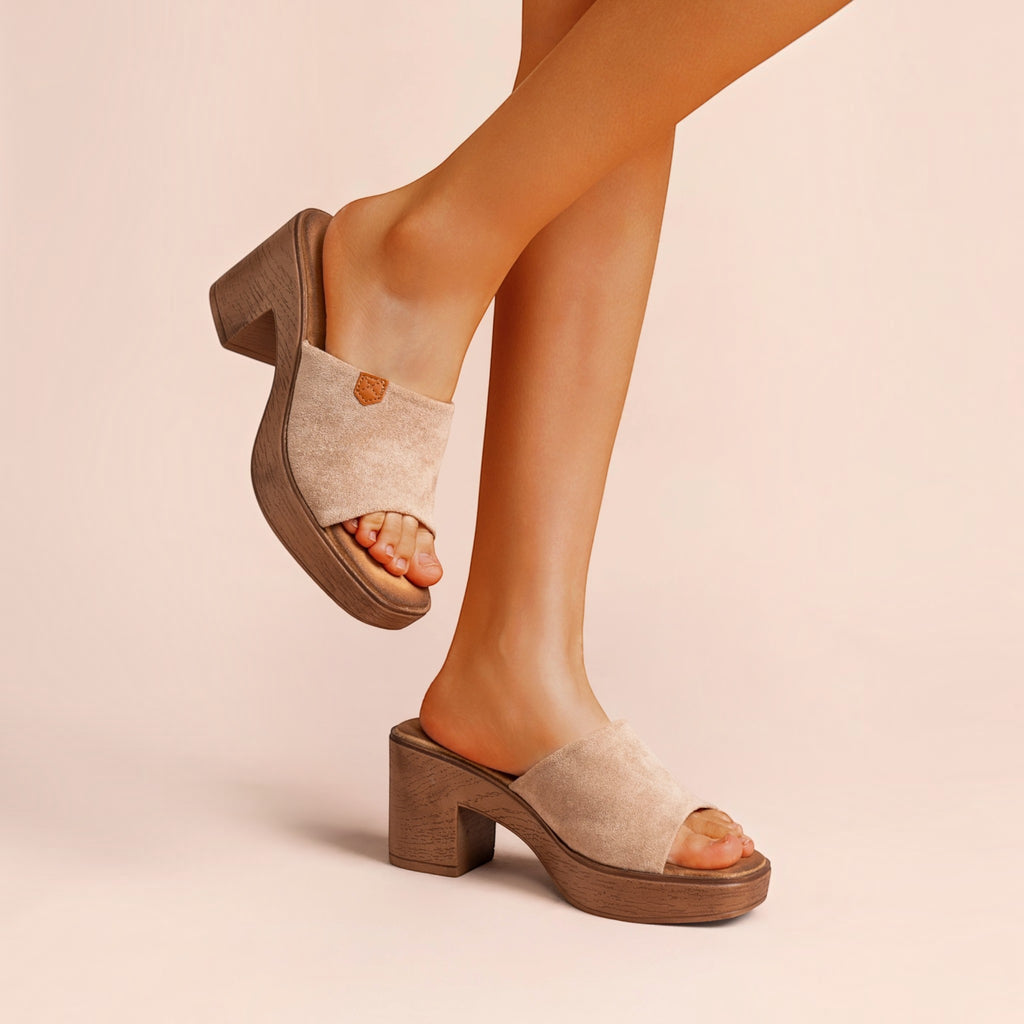 Mules à Talons Blocs Semelle Bois LADY GLORY