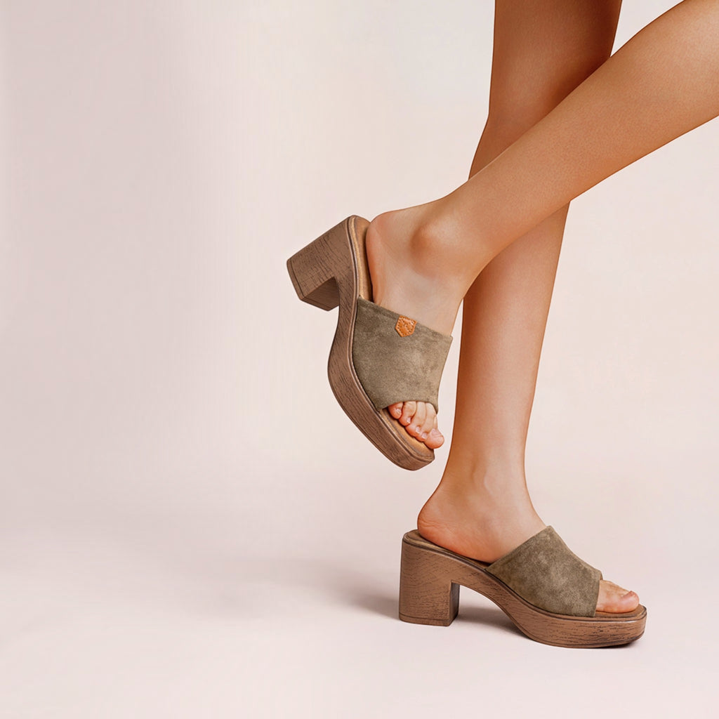 Mules à Talons Blocs Semelle Bois LADY GLORY