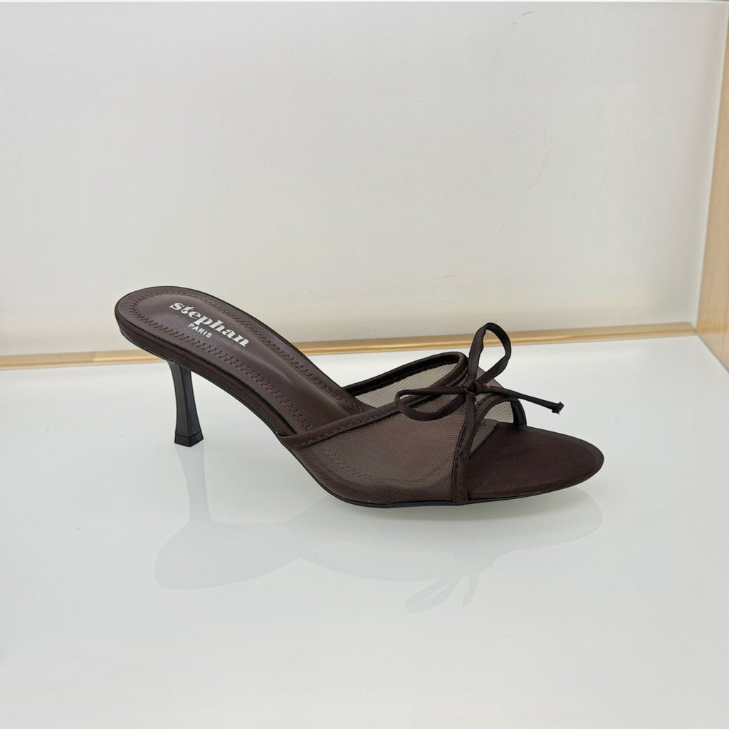 Mule à talon avec fines brides nouées STEPHAN PARIS