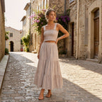 Ensemble top bretelles smocké et jupe longue AMY & CLO INVOGUE