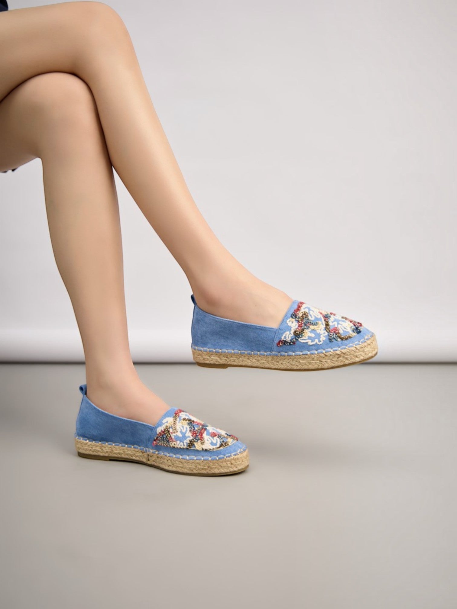 Espadrilles en daim avec broderie multicolore BELLE WOMEN